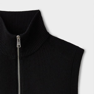 Stretch Merino Sleeveless Turtleneck Black