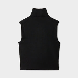 Stretch Merino Sleeveless Turtleneck Black