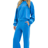 Rugby Stitch Wide Leg Sweatpants Cobalt Blue