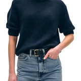 Cashmere Puff Sleeve Crewneck Deep Navy