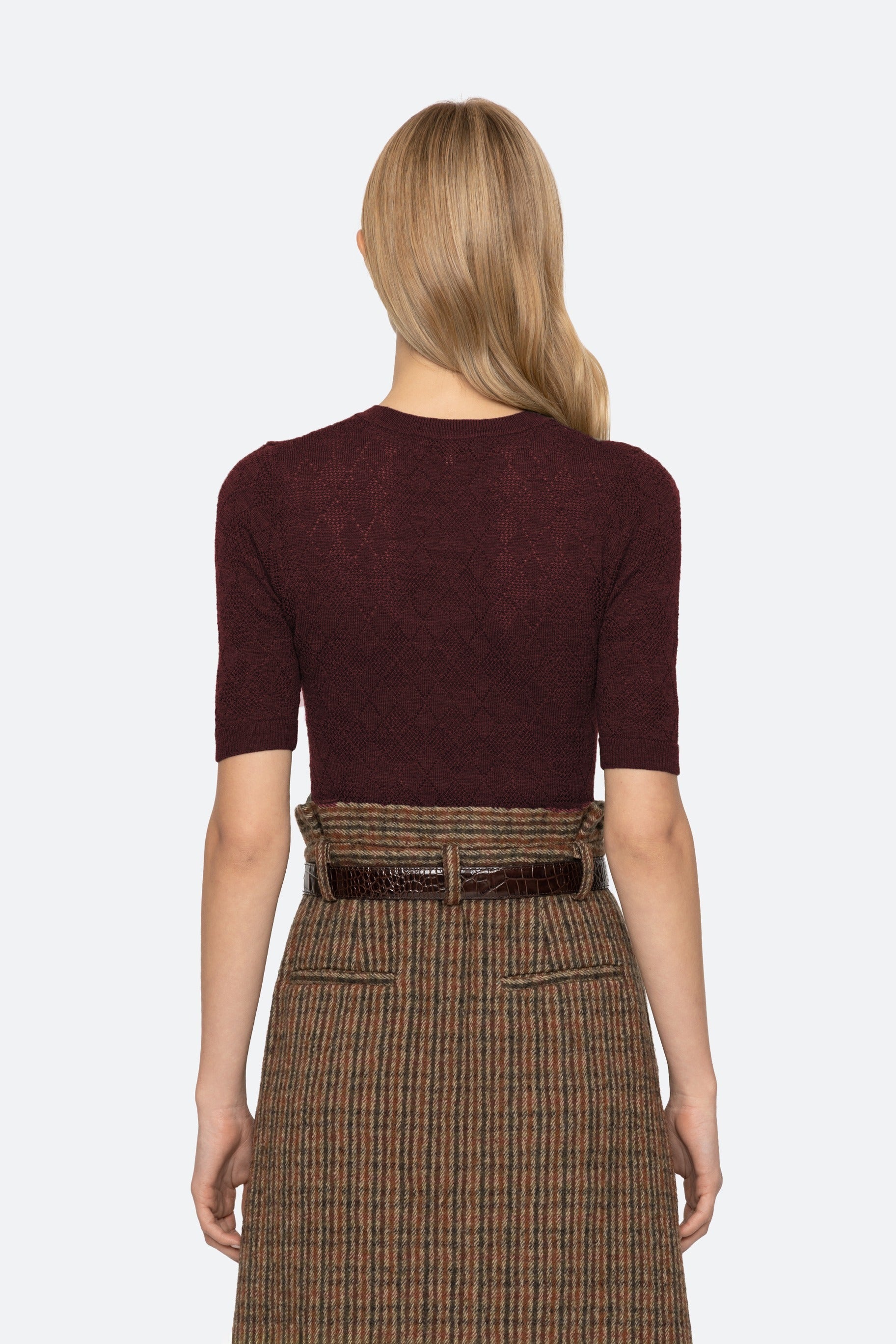 JANE ARGYLE S/SLV CREW SWEATER (D1)
