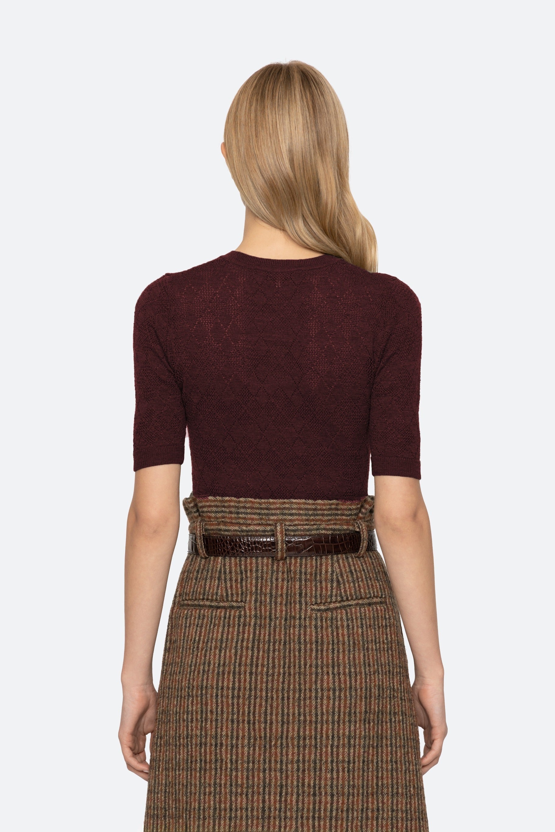 JANE ARGYLE S/SLV CREW SWEATER (D1)