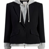 Zip Up Le Petite Khloe Blazer Black/Heather Grey