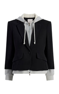 Zip Up Le Petite Khloe Blazer Black/Heather Grey