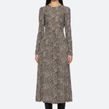 CHARLIZE PRINT L/SLV CREW DRESS (D2)