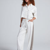 Cancun Pant Ivory Herringbone