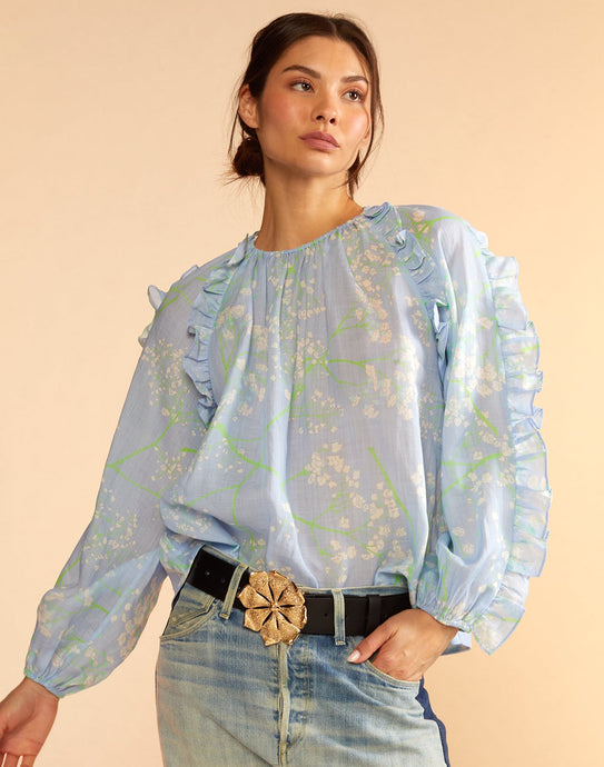 Claudia Ruffle Blouse Light Blue