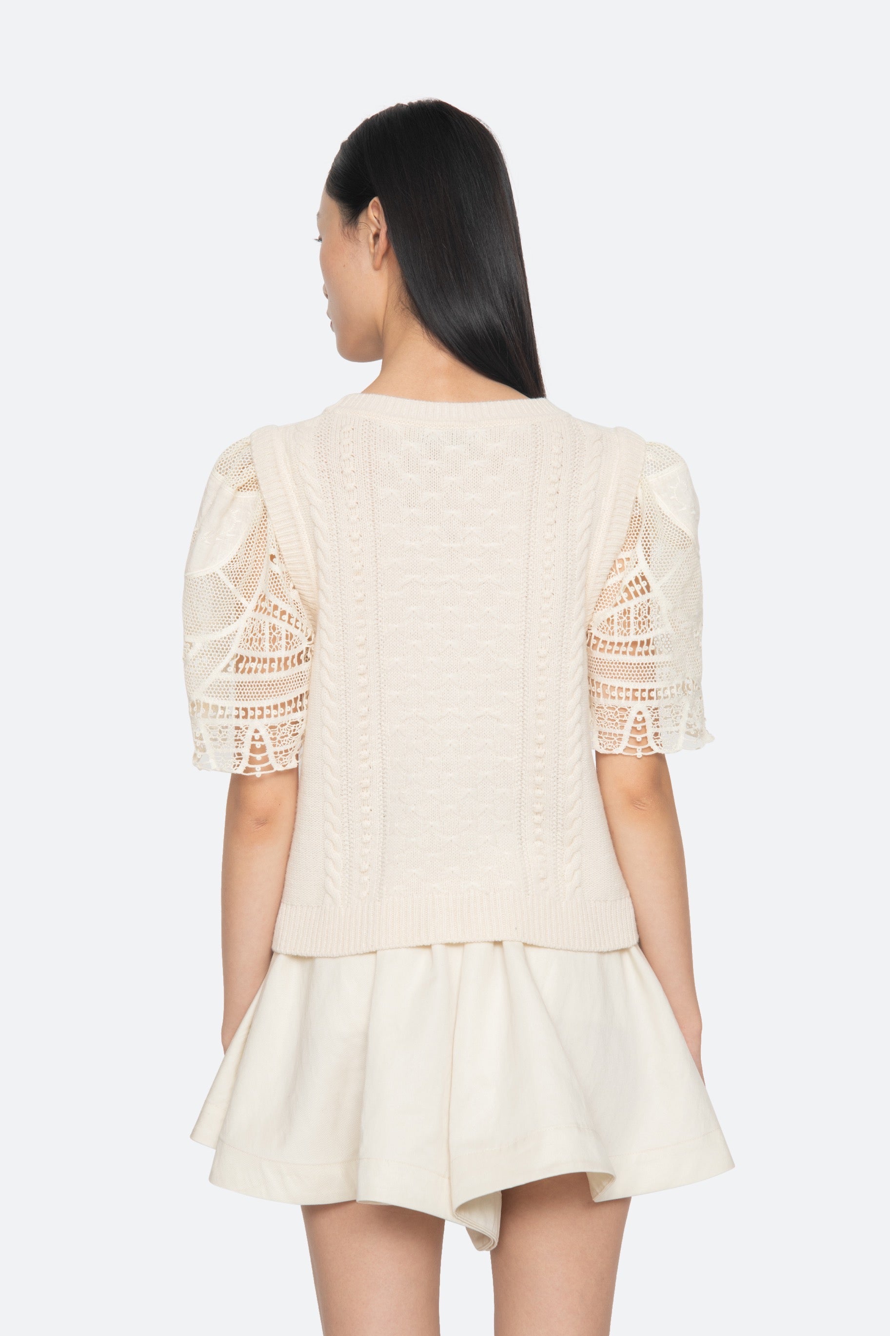 ALINA LACE COMBO SLV SWEATER (D2)