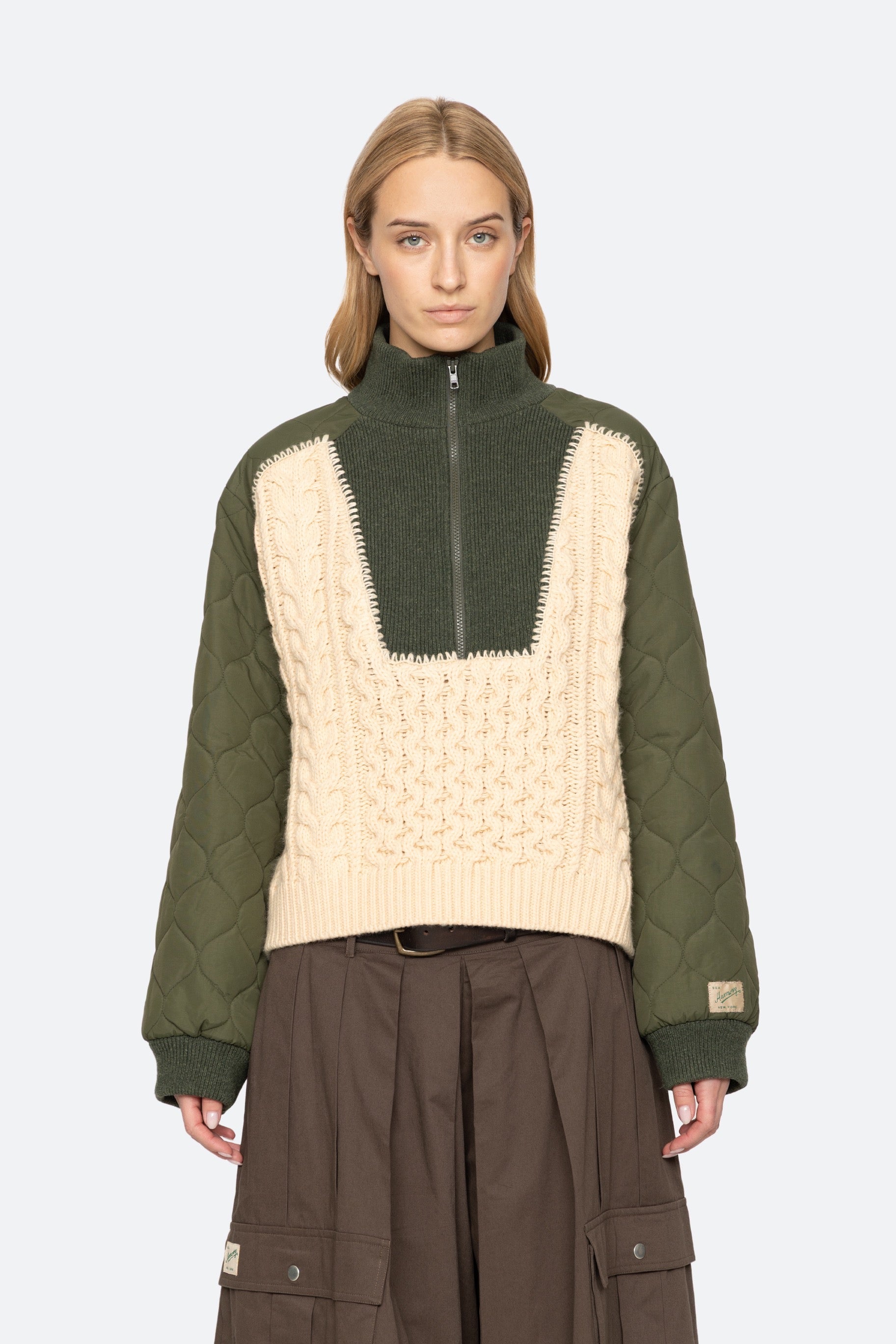 ALLEN CABLE HALF ZIP COMBO PULLOVER (D2)