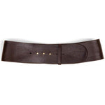 Wide dark brown belt with brass gold studs