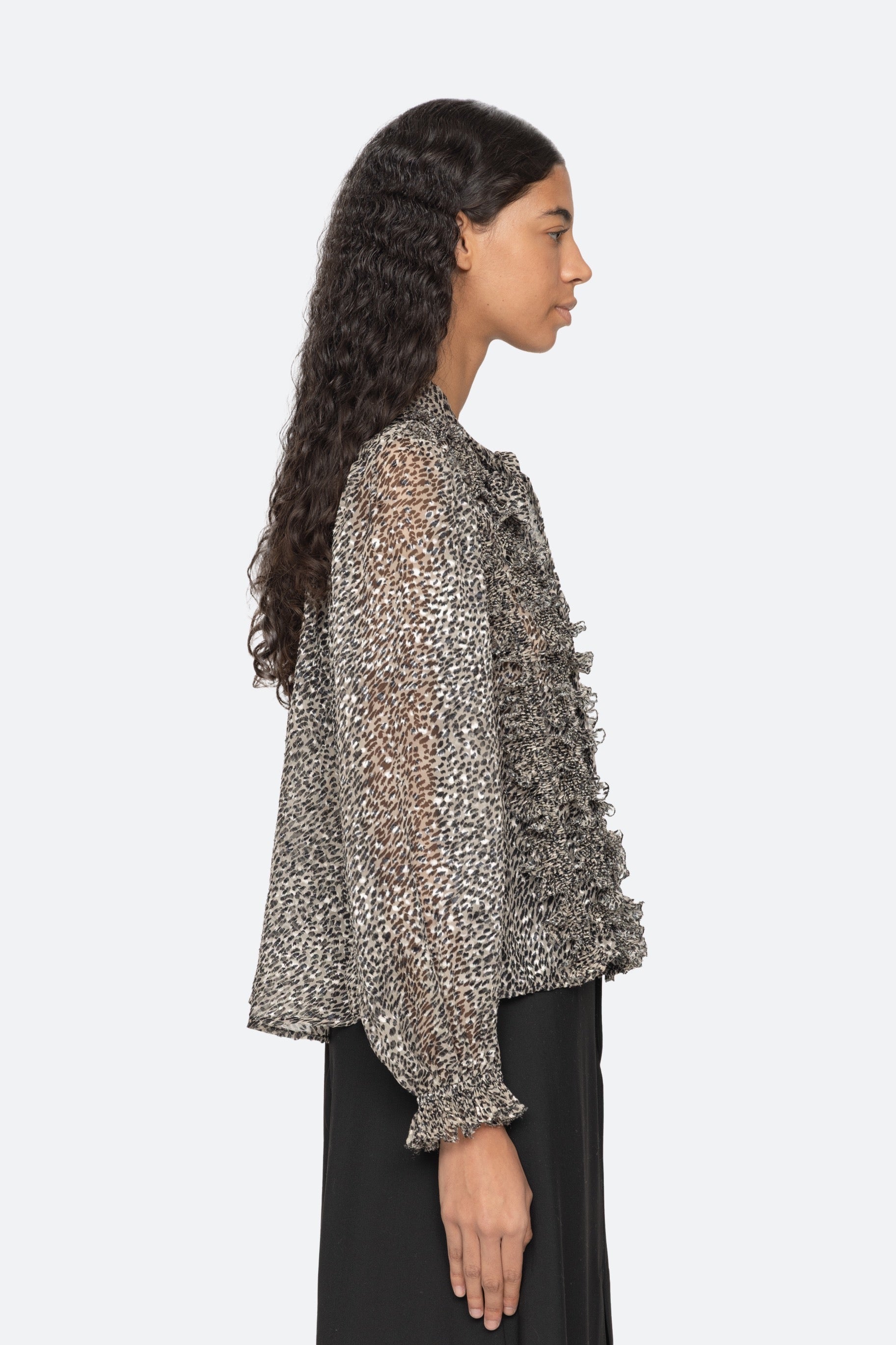 CHARLIZE PRINT L/SLV BOW TOP (D2)