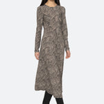 CHARLIZE PRINT L/SLV CREW DRESS (D2)