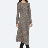 CHARLIZE PRINT L/SLV CREW DRESS (D2)