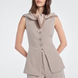 The Striped Triangle Scarf Soft Taupe Stripe