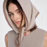 The Striped Triangle Scarf Soft Taupe Stripe