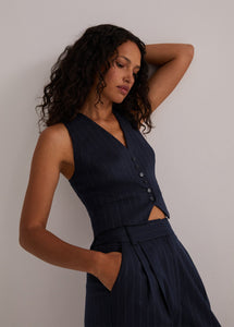 The Favorite Vest Navy Pinstripe