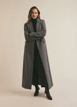 The Simon Coat Grey White Pinstripe