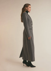 The Simon Coat Grey White Pinstripe