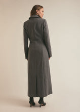 The Simon Coat Grey White Pinstripe