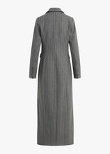 The Simon Coat Grey White Pinstripe