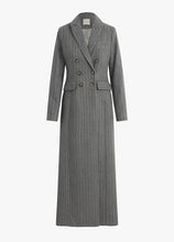 The Simon Coat Grey White Pinstripe