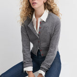 The Cropped Rebecca Cardigan Dark Charcoal Grey