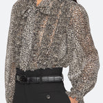 CHARLIZE PRINT L/SLV BOW TOP (D2)