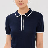 Short Sleeve Bardot Sweater Maltese Blue
