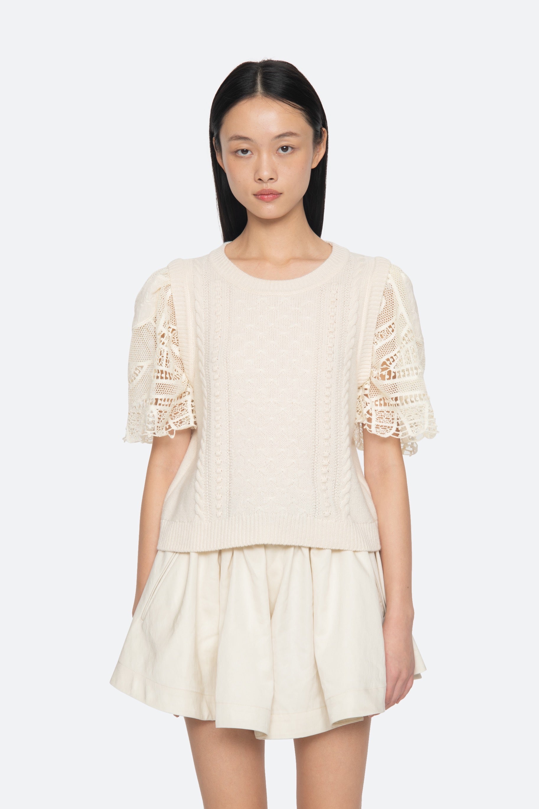 ALINA LACE COMBO SLV SWEATER (D2)