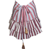 Gogo Cinch Back Mini Skirt Claret Combo Stripe