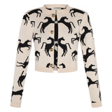 Cardigan Wild Horses Off White/Black