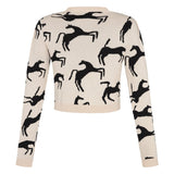Cardigan Wild Horses Off White/Black