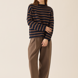 Lamis Stripe Cotton Sweater Navy/Mocha