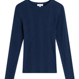 Long Sleeve Varied Rib Tee Navy
