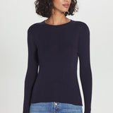 Long Sleeve Varied Rib Tee Navy