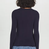 Long Sleeve Varied Rib Tee Navy