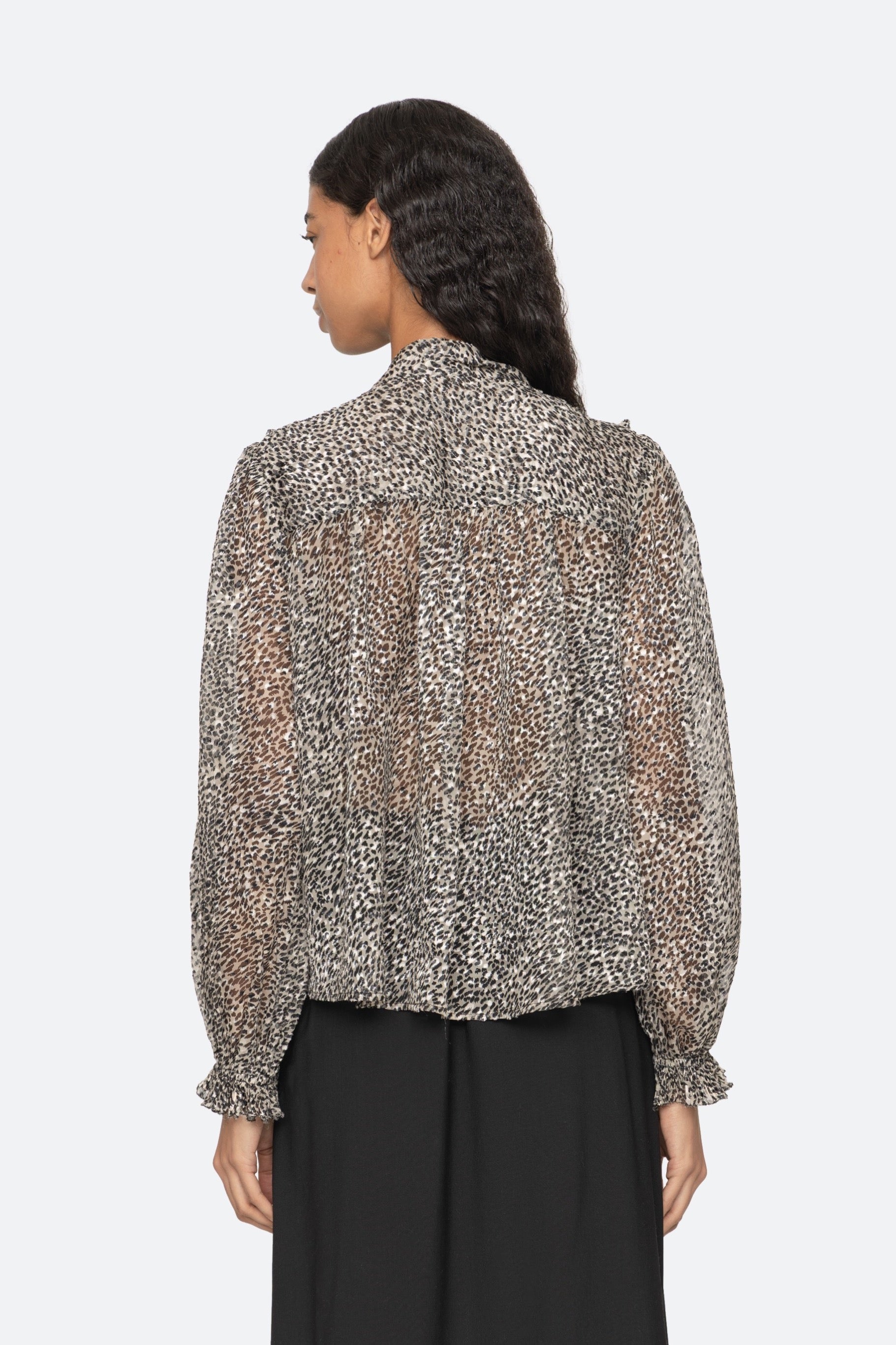 CHARLIZE PRINT L/SLV BOW TOP (D2)