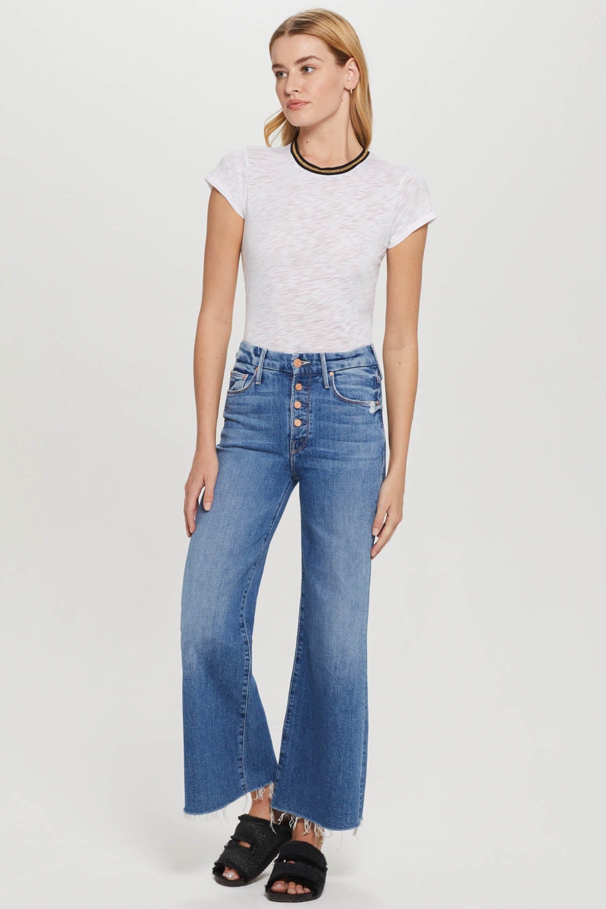 Goldie Lewinter S/S Gold Tipped Ringer Tee White - back