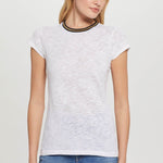 Goldie Lewinter S/S Gold Tipped Ringer Tee White - front