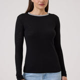 L/S Metallic Ringer Tee Black/Silver