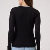 L/S Metallic Ringer Tee Black/Silver