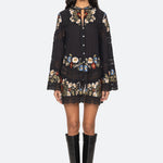 RUWA EMB L/SLV FLARE MINI DRESS (D2)