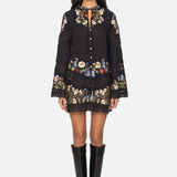 RUWA EMB L/SLV FLARE MINI DRESS (D2)
