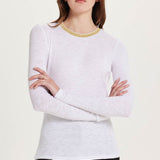L/S Metallic Ringer Tee White/Gold