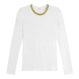 L/S Metallic Ringer Tee White/Gold