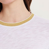 L/S Metallic Ringer Tee White/Gold
