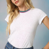 Summer Rainbow Ringer Tee White