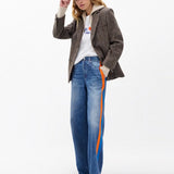 Miramar Terry Track Pant Orange/Blue Stripe