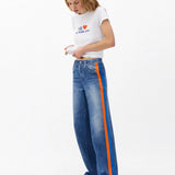 Miramar Terry Track Pant Orange/Blue Stripe