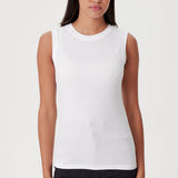 Rib Sleeveless Shell White